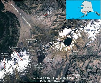 satellite images of calderas and snow-capped volcanoes satellite images of calderas and snow-capped volcanoes
