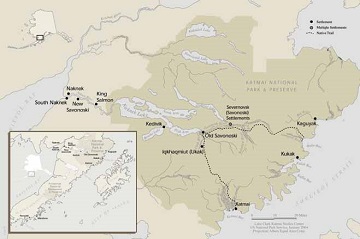 map of section of the Alaska Peninsula