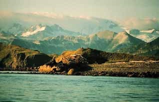 mountains near a coastline