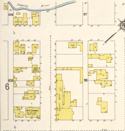 Map of structures represented by yellow rectangles. Map of structures represented by yellow rectangles.