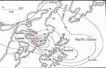 map of Katmai showing location of forest study sites with red numbers map of Katmai showing location of forest study sites with red numbers