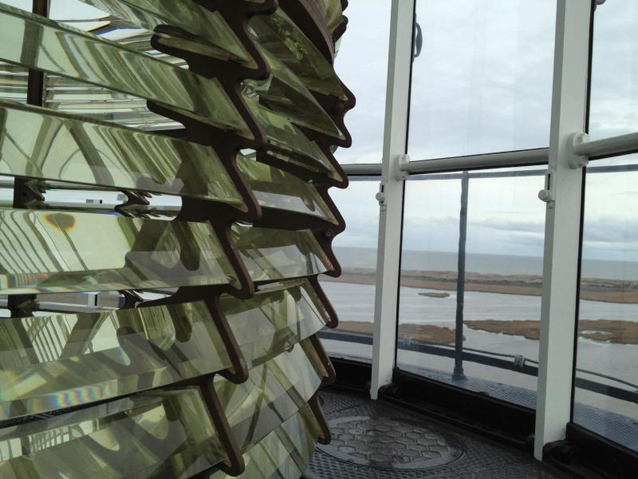 View of Fresnel lens and view from Bodie Island light tower View of Fresnel lens and view from Bodie Island light tower