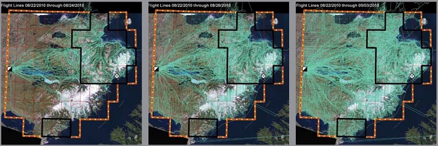 three maps showing GPS data