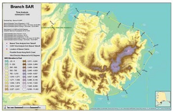 map showing aircraft time lapse with a yellow line