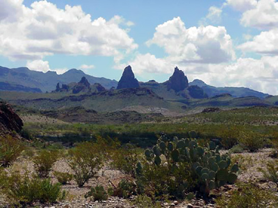 Rugged landscape under a partly cloudy sky