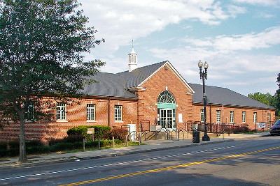 Outside of the Banneker Recreation Center complex, a long brick structure Outside of the Banneker Recreation Center complex, a long brick structure
