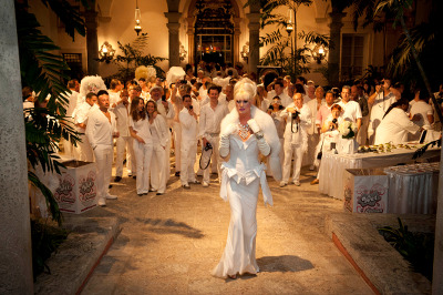 Party-goers dressed in white attend the annual White Party Week at the Vizcaya Villa Party-goers dressed in white attend the annual White Party Week at the Vizcaya Villa