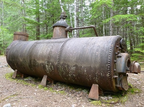 Large iron boiler in a forest