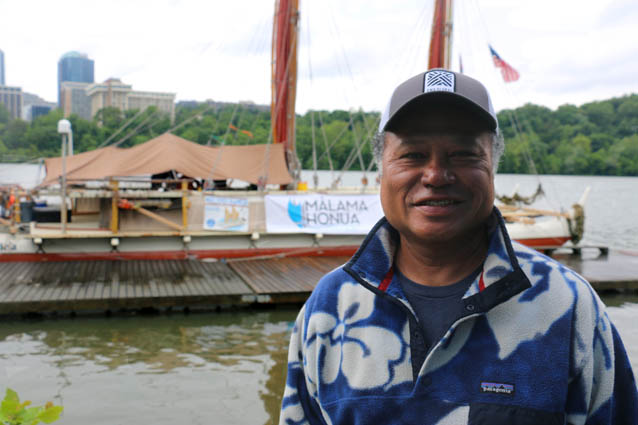 Portrait of Captain Kalepa Baybayan before the Hōkūleʻa.