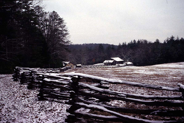 Road view of Oscar Blevins Farmstead (Oscar Blevins Farmstead: CLI, NPS, 1998)