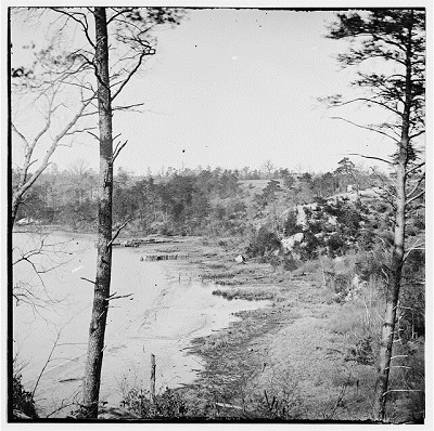 View of sandstone cliffs from Appomattox River (unknown date)