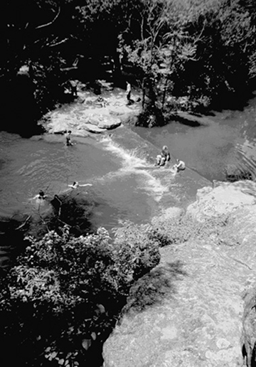 Aerial view of Garfield Falls at Cold Springs Campground (Cold Springs Campground: CLI, NPS, 2016)