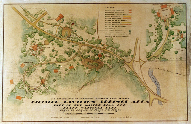 Site plan of Pavilion Springs, Hillside Spring, HQ/ Main. Area, 1930s (CHIC archives)