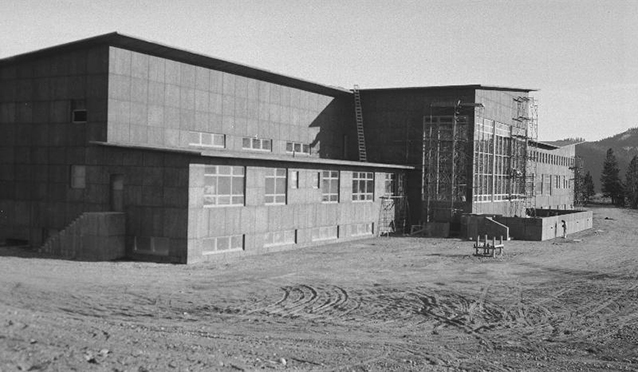 Construction of Jackson Lake Lodge, 1950s (NPS)