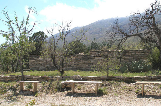 Stone benches prevalent through landscape, 2007 (NPS)