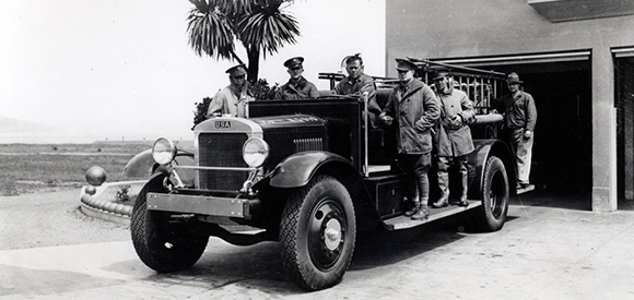 Historic image of Presidio Fire Department and Fire Engine