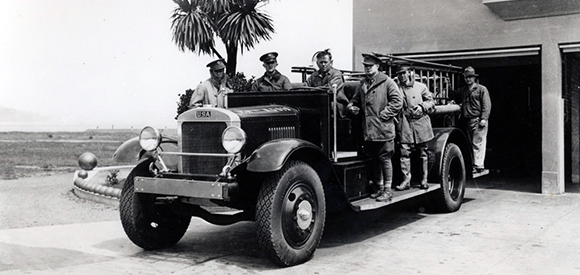 Historic image of Presidio Fire Department and Fire Engine Historic image of Presidio Fire Department and Fire Engine