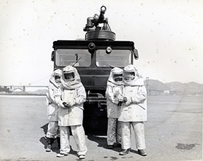 historic image with full proximity suits