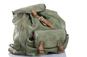 Green canvas backpack