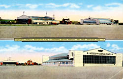 Historic postcard of Terminal Building and Hangar