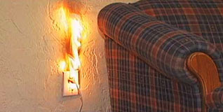 wall outlet on fire