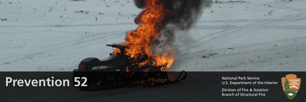 snowmobile on fire