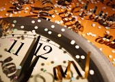clock with festive confeti