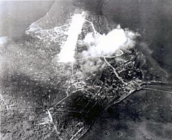 Orote Airfield during American bombardment