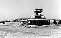 B-29 bomber in front of the former Japanese air operations building