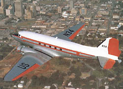 View of the Douglas DC-3, N34 in flight 