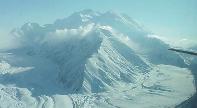 two glaciers cascade off of Denali