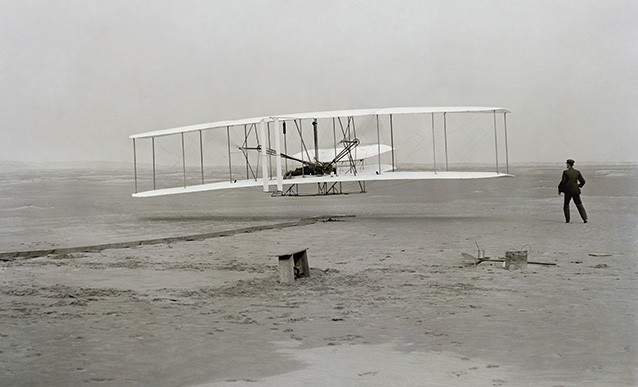 Historic Photo of Wright Brothers First Flight