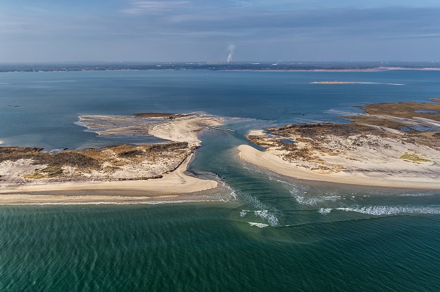 Aerial view of the breach on Fire Island.