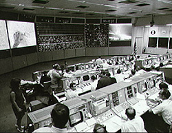 View of Mission Control during lunar surface Apollo 11