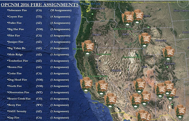 Map of Organ Pipe Cactus National Monument incident assignments in 2016 Map of Organ Pipe Cactus National Monument incident assignments in 2016