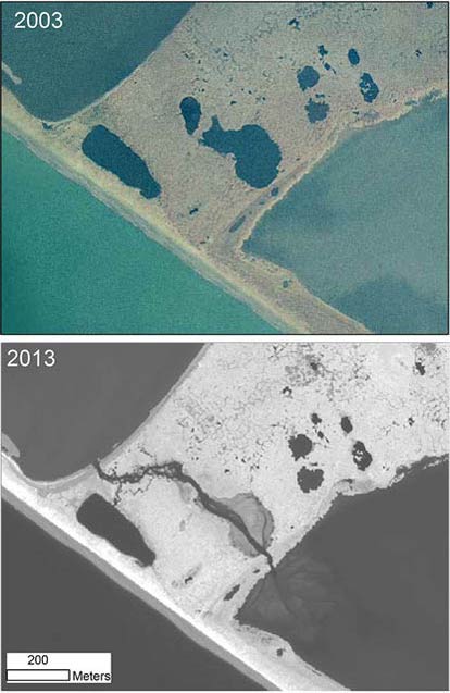 comparative satellite photos of a bay showing seawater encroaching into a lagoon comparative satellite photos of a bay showing seawater encroaching into a lagoon