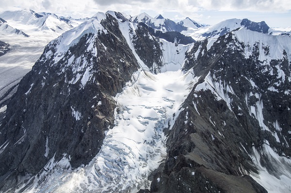 An ice fall on an unnamed glacier in Wrangell-St. Elias National Park (Alaska)