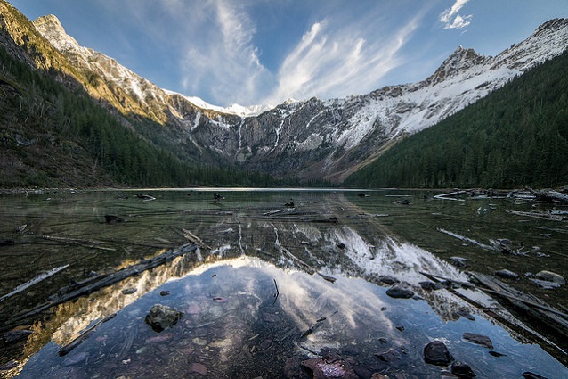 Avalanche Lake (Glacier National Park, MT) sits at the mouth of a classic U-shaped valley