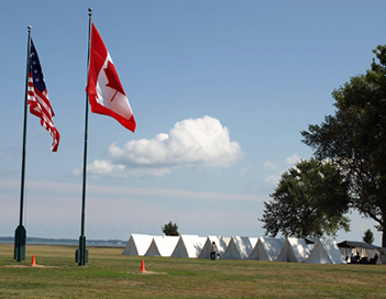  flags commemorate the struggle to define the boundary between the two countries