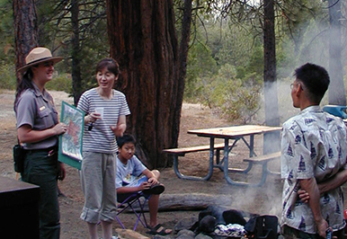 Ranger discusses outdoor fire safety at a campfire in our national parks Ranger discusses outdoor fire safety at a campfire in our national parks