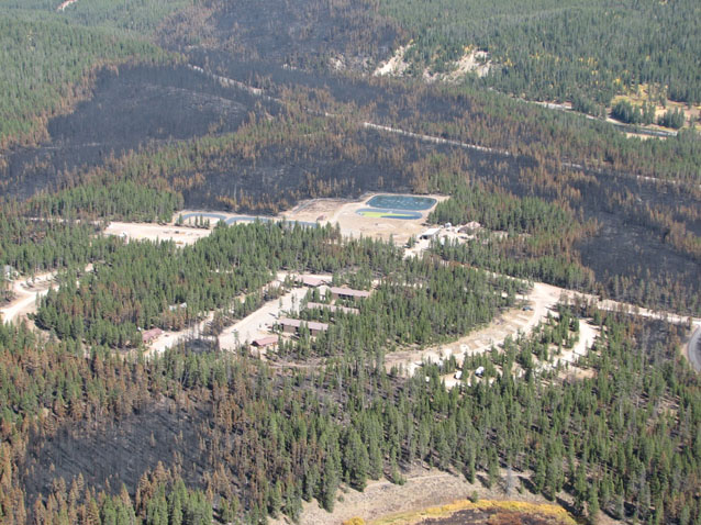 Aerial View of Flagg Ranch after the Berry Fire Aerial View of Flagg Ranch after the Berry Fire