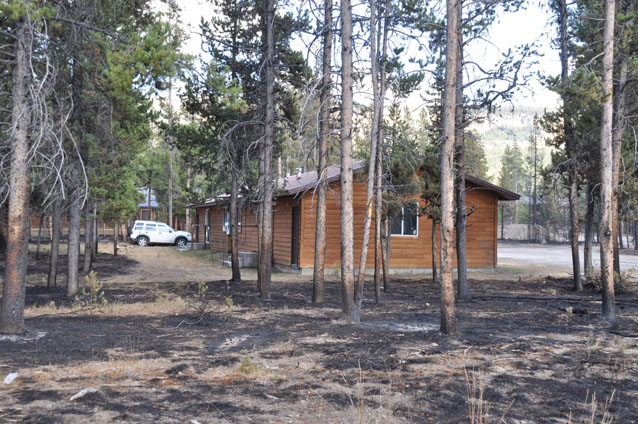 Burned area around Flagg Ranch structures