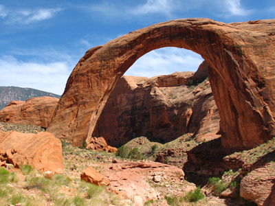 The Rainbow Bridge arch on a bright, sunny day