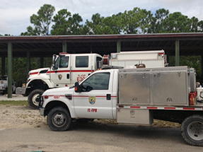 two wildland fire engines.