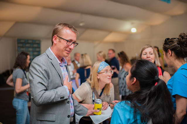 No Barriers Youth co-founder Dave Shurna engages incoming program youth in a meet-in-greet