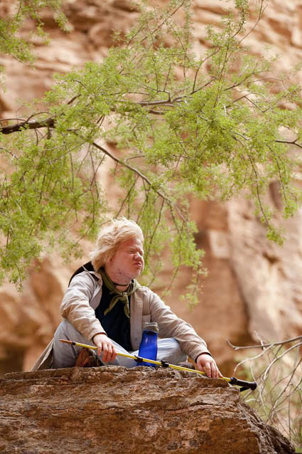 A Leading the Way student participates in a deep listening exercise in Grand Canyon.