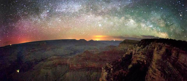 Stars and Milky Way light up the sky over Grand Canyon