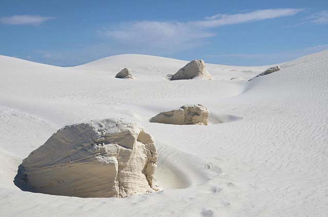 Yardangs eroding at White Sands National Monument