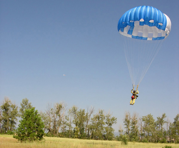 Smokejumper in flight. 