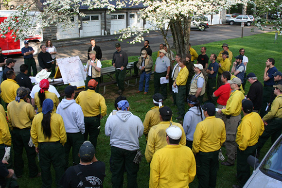 Safety officer during briefing at Great Smokey Mountains.